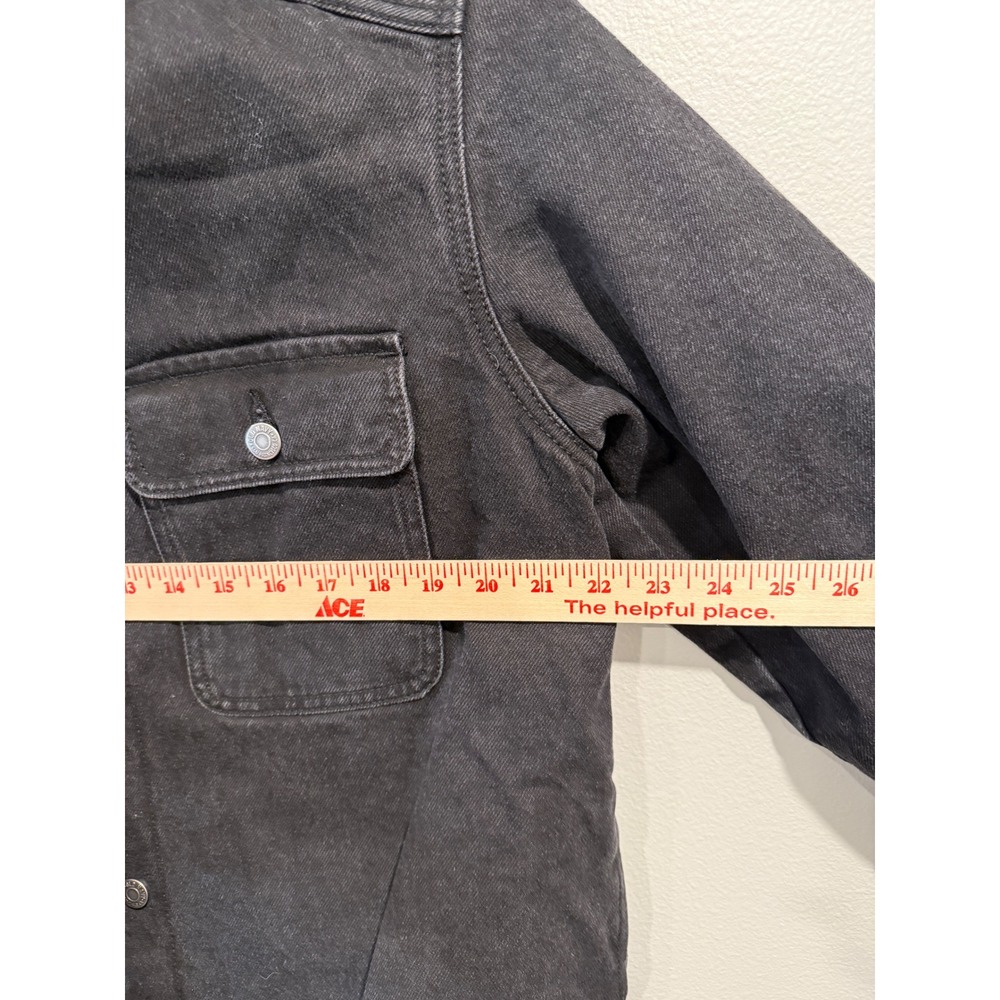 Old Navy Womens Black Sherpa Lined Denim Jacket Trucker Style Size M - Picture 8 of 8